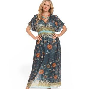 Johnny Was Baize Silk Floral Maxi Slip Dress NWT